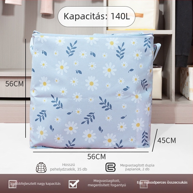 Zárható tároló zacskók ruhákhoz és paplanokhoz, nem szőtt anyagból, nagy kapacitású