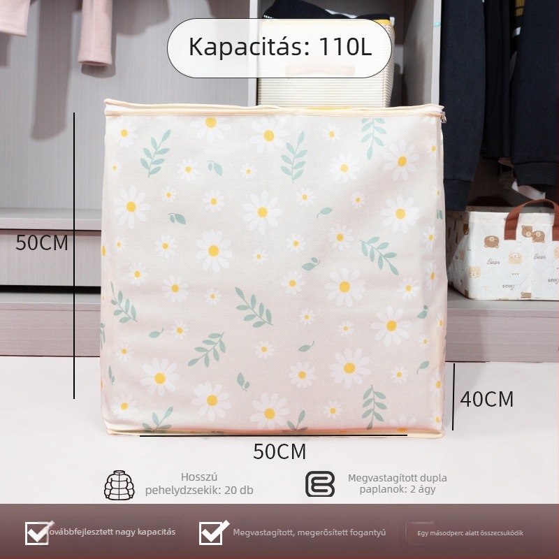 Zárható tároló zacskók ruhákhoz és paplanokhoz, nem szőtt anyagból, nagy kapacitású