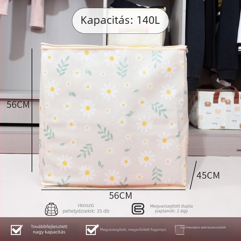 Zárható tároló zacskók ruhákhoz és paplanokhoz, nem szőtt anyagból, nagy kapacitású