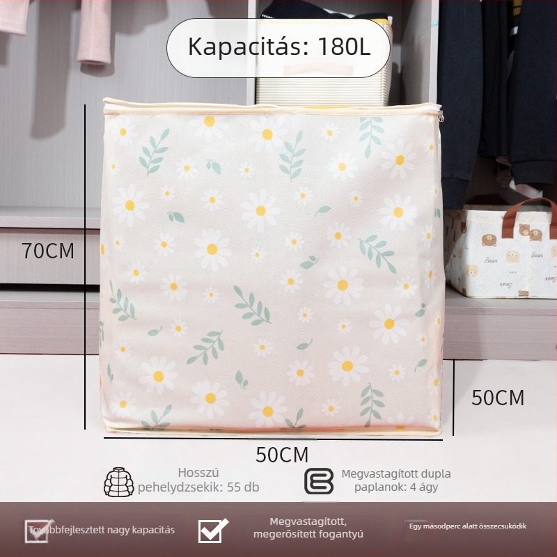 Zárható tároló zacskók ruhákhoz és paplanokhoz, nem szőtt anyagból, nagy kapacitású