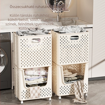 Összecsukható szennyeskosár, nagy kapacitású, többfunkciós tárolókosár a fürdőszobába, hordozható fogantyúval