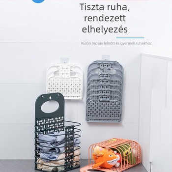 Összecsukható, extránagy szennyeskosár falra szerelhető fürdőszobai nedves és száraz tároláshoz