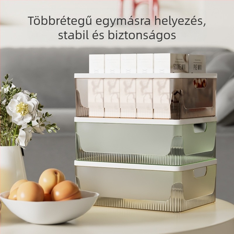 Műanyag íróasztal szervező A4-es dokumentumokhoz, téglalap alakú fájl tároló doboz