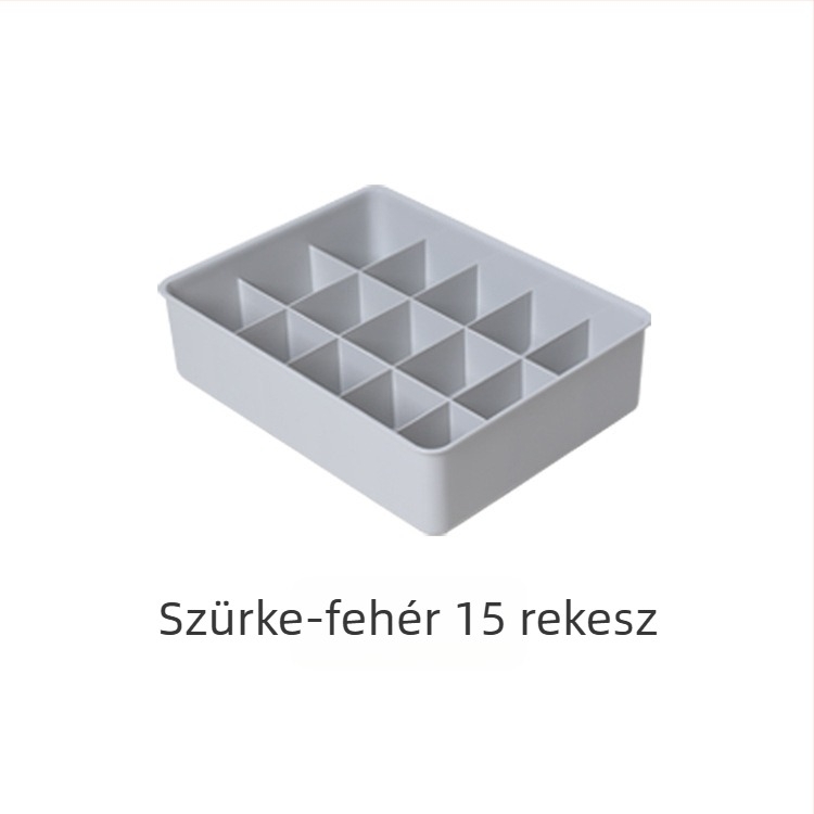 Műanyag tároló doboz fehérnemű és zokni számára, rekeszekkel