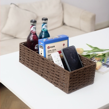 Japán stílusú minimalist három rekeszes asztali tárolókosár, papírzsinórral fonott, nassolnivalók és apró tárgyak tárolására
