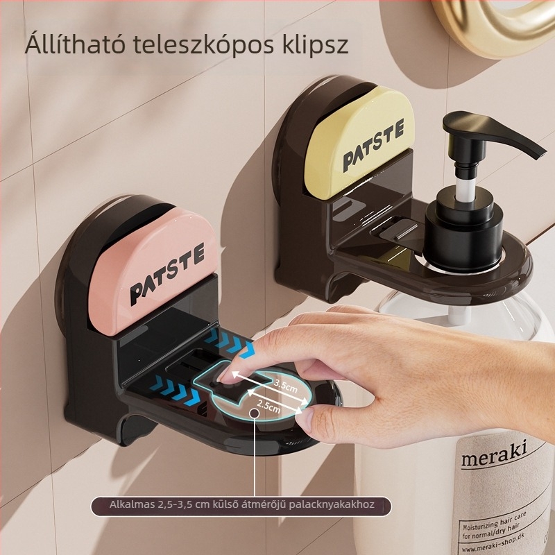 Vákuumos falra szerelhető tartó fürdőszobához – sampon, tusfürdő és kézfertőtlenítő számára (fúrás nélkül)