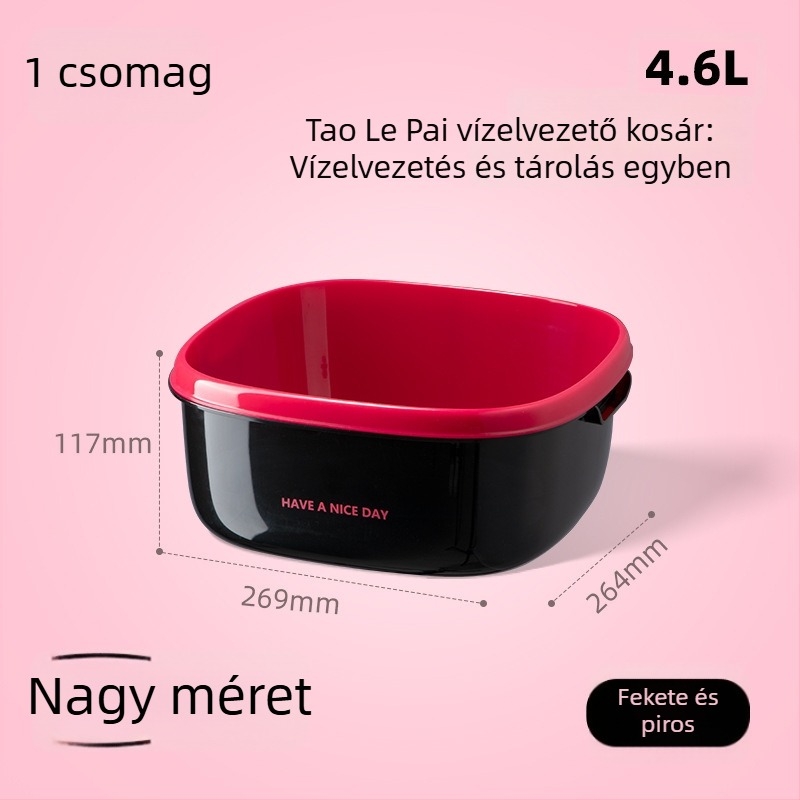 Kétszintes lefolyó kosár gyümölcsök és zöldségek számára, 2 az 1-ben mosó kosár