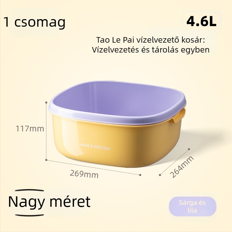 Kétszintes lefolyó kosár gyümölcsök és zöldségek számára, 2 az 1-ben mosó kosár