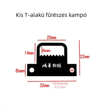 Fekete T-formájú recézett kampók és L-formájú zsanérok keretekhez keresztszemes hímzéshez, 200 darabos csomag