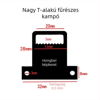 Fekete T-formájú recézett kampók és L-formájú zsanérok keretekhez keresztszemes hímzéshez, 200 darabos csomag