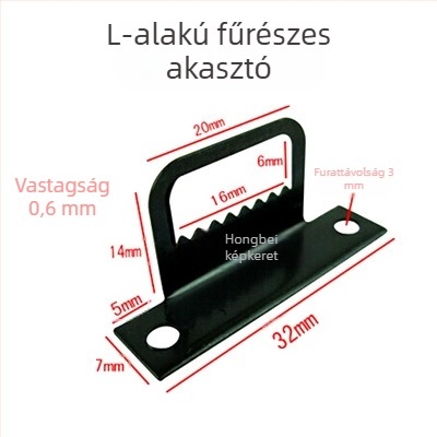 Fekete T-formájú recézett kampók és L-formájú zsanérok keretekhez keresztszemes hímzéshez, 200 darabos csomag