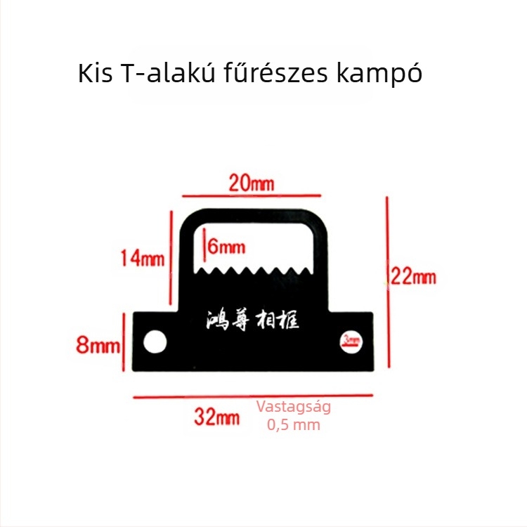 Fekete T-formájú recézett kampók és L-formájú zsanérok keretekhez keresztszemes hímzéshez, 200 darabos csomag