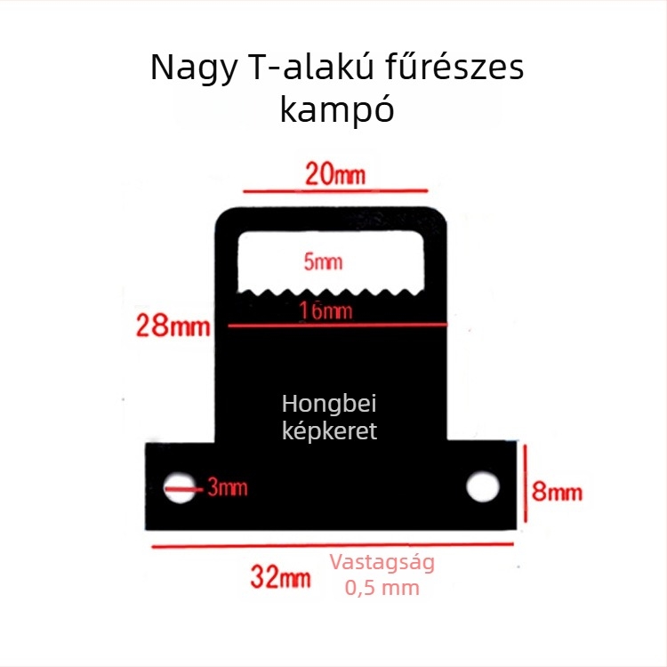 Fekete T-formájú recézett kampók és L-formájú zsanérok keretekhez keresztszemes hímzéshez, 200 darabos csomag