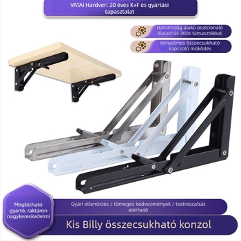 Weitan Billy L-alakú összecsukható polctartó, háromszög alakú, falra szerelhető, rozsdamentes acél