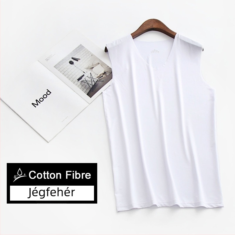 Férfi ice silk mellény, széles vállú, nyári hűs, vékony alapréteg, varratmentes, V-nyakú, ujjatlan