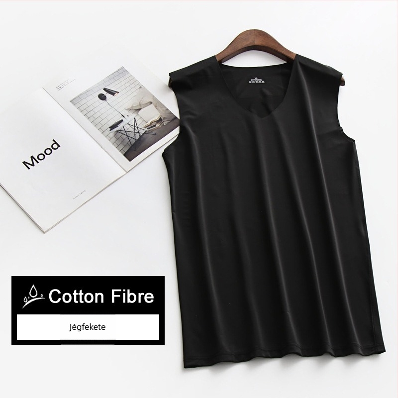 Férfi ice silk mellény, széles vállú, nyári hűs, vékony alapréteg, varratmentes, V-nyakú, ujjatlan