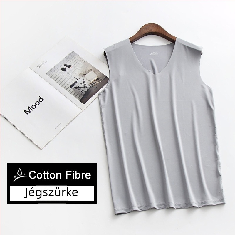 Férfi ice silk mellény, széles vállú, nyári hűs, vékony alapréteg, varratmentes, V-nyakú, ujjatlan