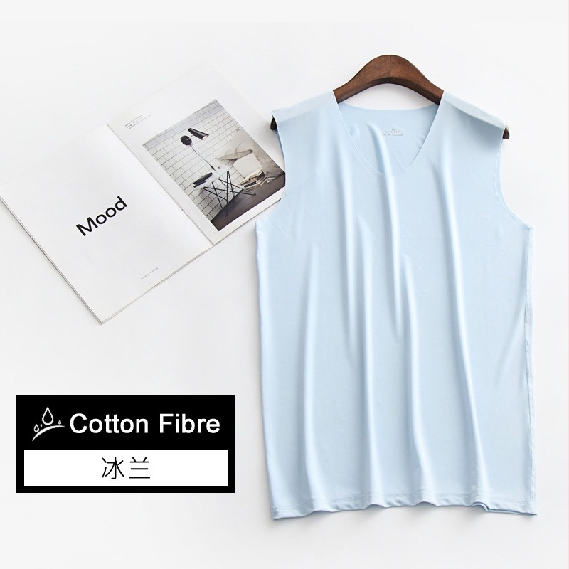 Férfi ice silk mellény, széles vállú, nyári hűs, vékony alapréteg, varratmentes, V-nyakú, ujjatlan