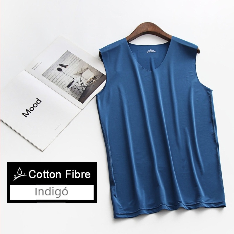 Férfi ice silk mellény, széles vállú, nyári hűs, vékony alapréteg, varratmentes, V-nyakú, ujjatlan