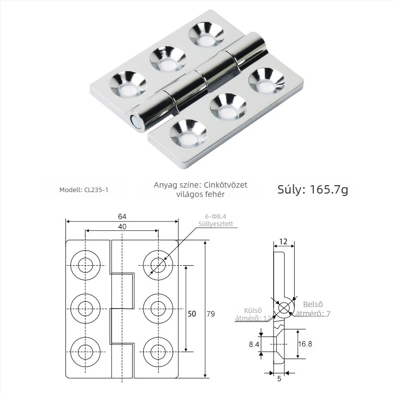 CL235 cinkötvözet csukló elosztó dobozokhoz és elektromos szekrényekhez, ipari hardver