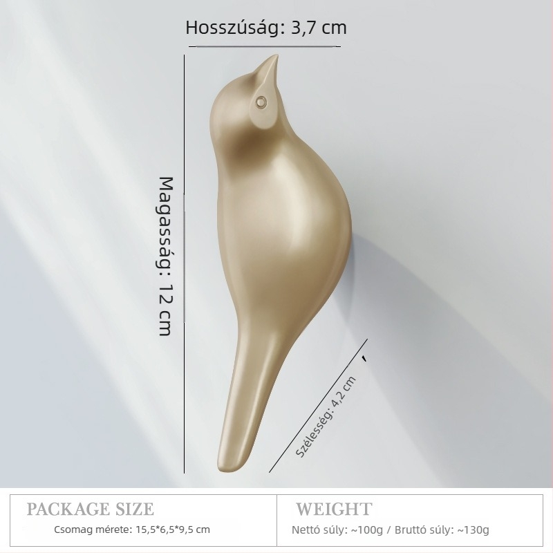 Madár alakú falikampó, 3D egypontos vállfogó, minimalist dizájn