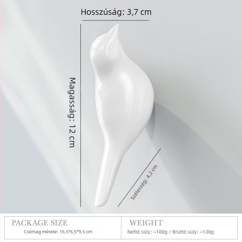 Madár alakú falikampó, 3D egypontos vállfogó, minimalist dizájn