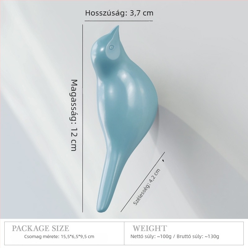 Madár alakú falikampó, 3D egypontos vállfogó, minimalist dizájn
