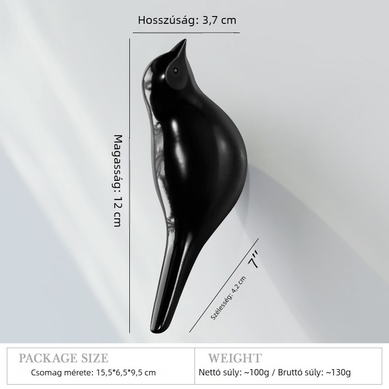 Madár alakú falikampó, 3D egypontos vállfogó, minimalist dizájn