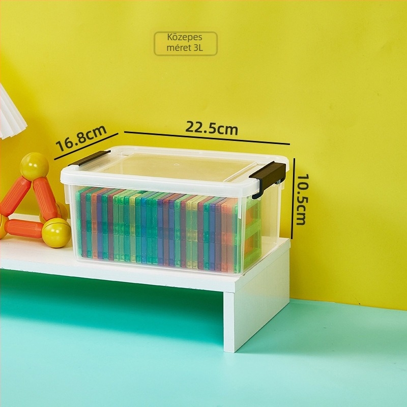 Átlátszó mini tároló doboz LEGO alkatrészekhez és építőelemekhez, kis méretű fedővel