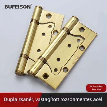 Rozsdamentes acél ajtózsanérok fához, főajtóhoz és belső ajtókhoz, kétszárnyú zsanérok, modern minimalist hardver, 3 mm vastagság
