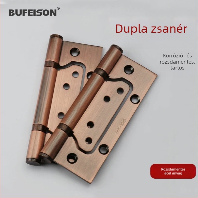 Rozsdamentes acél ajtózsanérok fához, főajtóhoz és belső ajtókhoz, kétszárnyú zsanérok, modern minimalist hardver, 3 mm vastagság