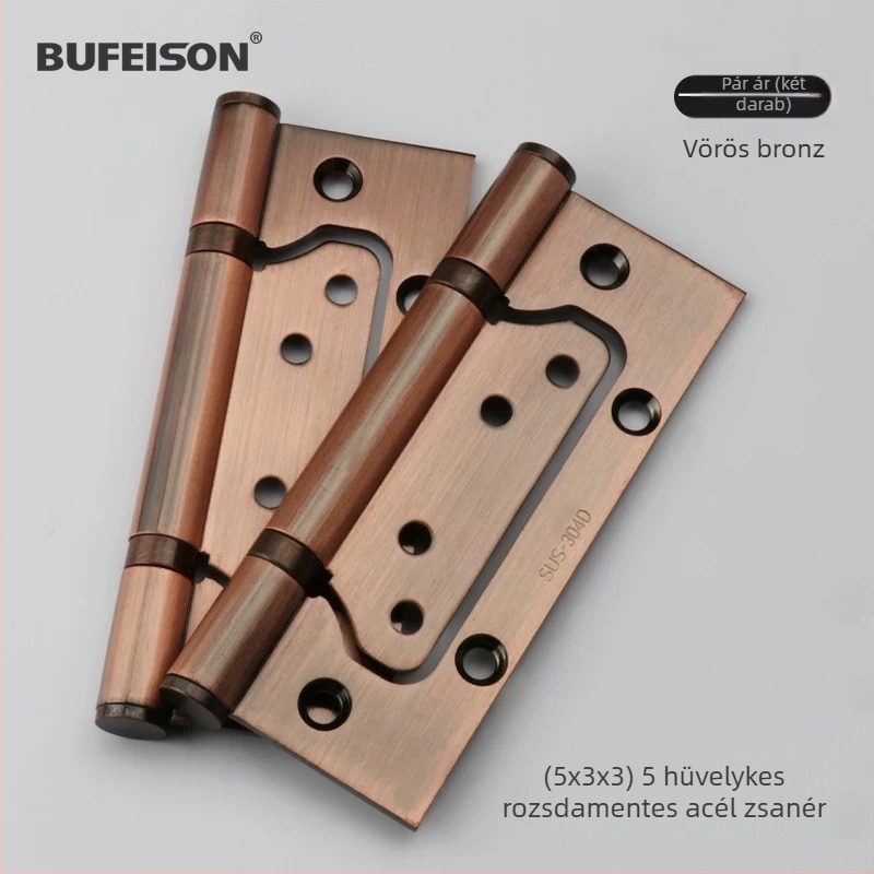 Rozsdamentes acél ajtózsanérok fához, főajtóhoz és belső ajtókhoz, kétszárnyú zsanérok, modern minimalist hardver, 3 mm vastagság