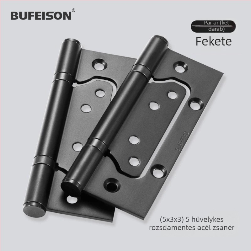 Rozsdamentes acél ajtózsanérok fához, főajtóhoz és belső ajtókhoz, kétszárnyú zsanérok, modern minimalist hardver, 3 mm vastagság