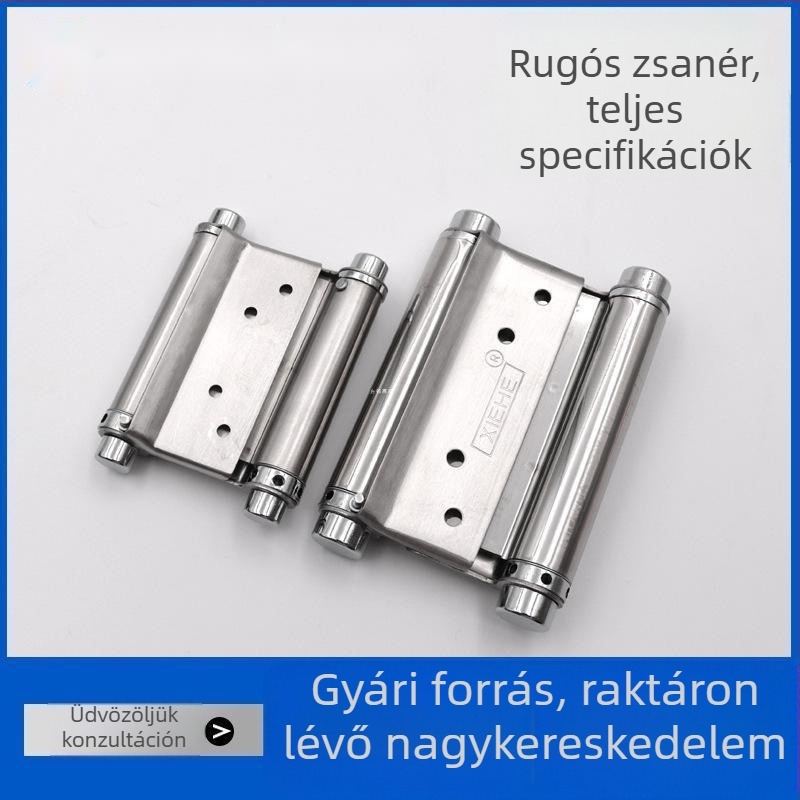 Masszív rozsdamentes acélból készült kétirányú rugós csukló, belső és külső ajtókhoz, automatikus záródás bár és szalon ajtókhoz