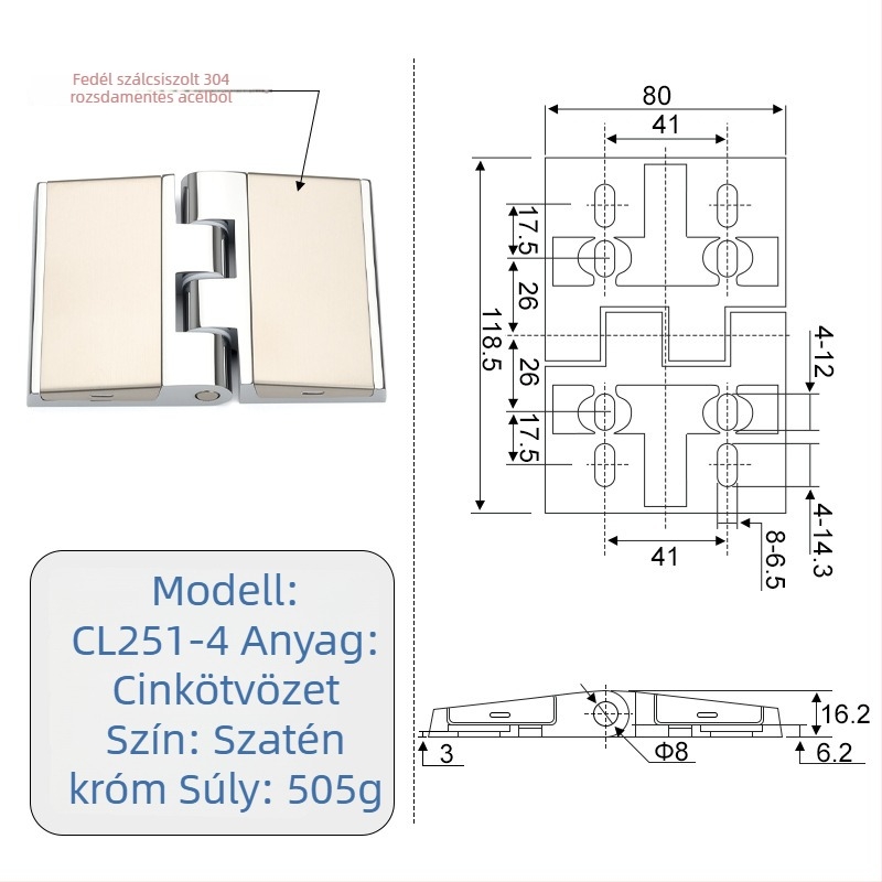 CL251 nehéz teherbírású szekrényajtó pántok, cinkötvözet, elektroplatált felület, modern minimalista stílus