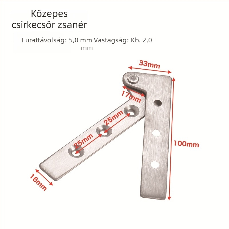 Rozsdamentes acélból készült rejtett pivotcsukló – felső és alsó, 180°-os ajtóforgó