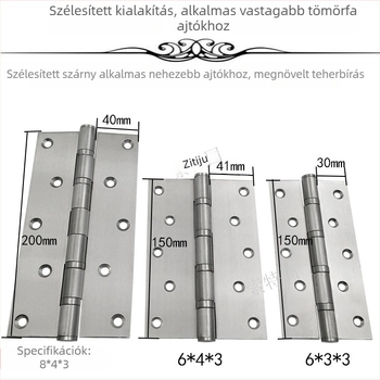 8 hüvelykes rozsdamentes acél zsanér tömörfa ajtókhoz, szélesített és meghosszabbított 6 hüvelykes zsanér, hajlítás, halk csapágy, nehéz terhelésű, nagy zsanér