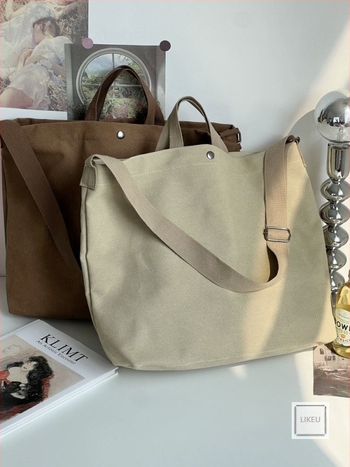 Japán ihletésű, nagy kapacitású vászon tote táska mindennapi használatra, vastag kivitelezés, vállon vagy crossbody viselhető