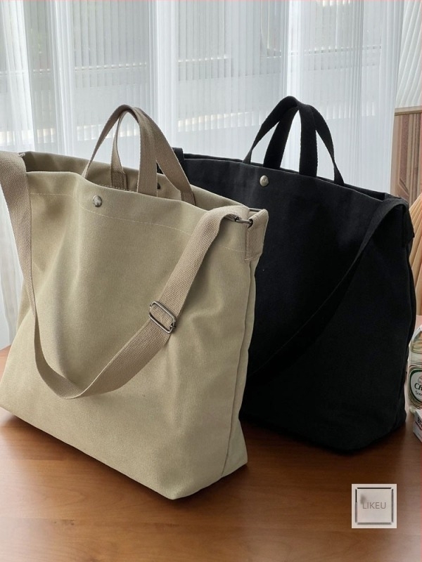 Japán ihletésű, nagy kapacitású vászon tote táska mindennapi használatra, vastag kivitelezés, vállon vagy crossbody viselhető