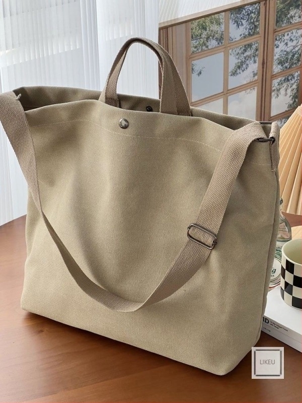 Japán ihletésű, nagy kapacitású vászon tote táska mindennapi használatra, vastag kivitelezés, vállon vagy crossbody viselhető