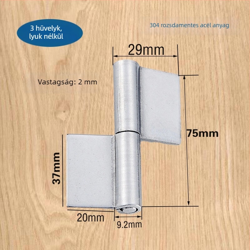 Rozsdamentes acélból készült zászló alakú pánt, 304, 75 mm, leválasztható, lyukmentes, hegesztésre, ipari hardver kiegészítők