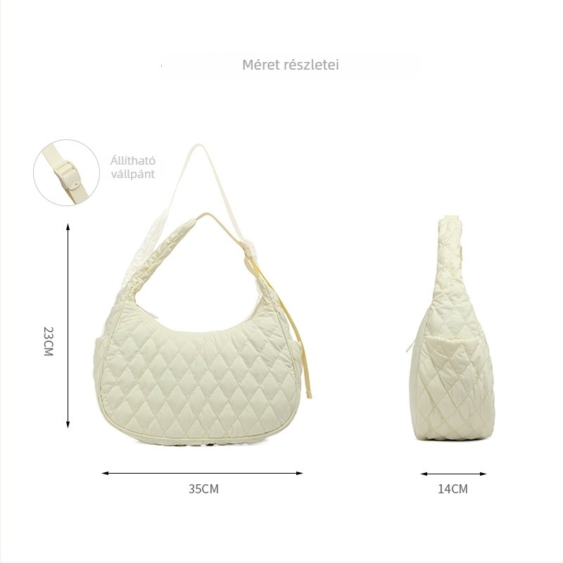Gyémánt mintás quiltelt válltáska, nagy kapacitású, könnyű nylon, keresztpántos