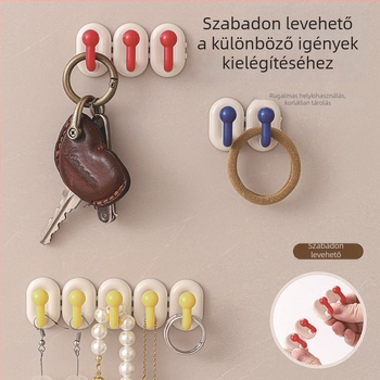 Mini fürdőszobai falra szerelhető fogas ékszertartóval és törölköző- és ruhakampóval, falra ragasztható fogas, modern minimalist dizájn