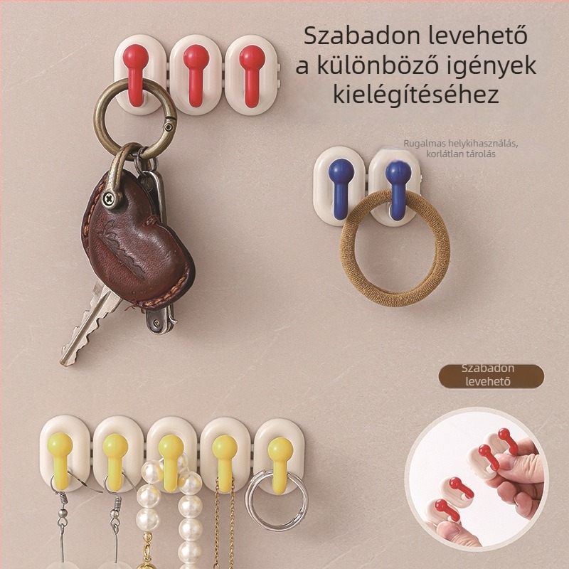 Mini fürdőszobai falra szerelhető fogas ékszertartóval és törölköző- és ruhakampóval, falra ragasztható fogas, modern minimalist dizájn