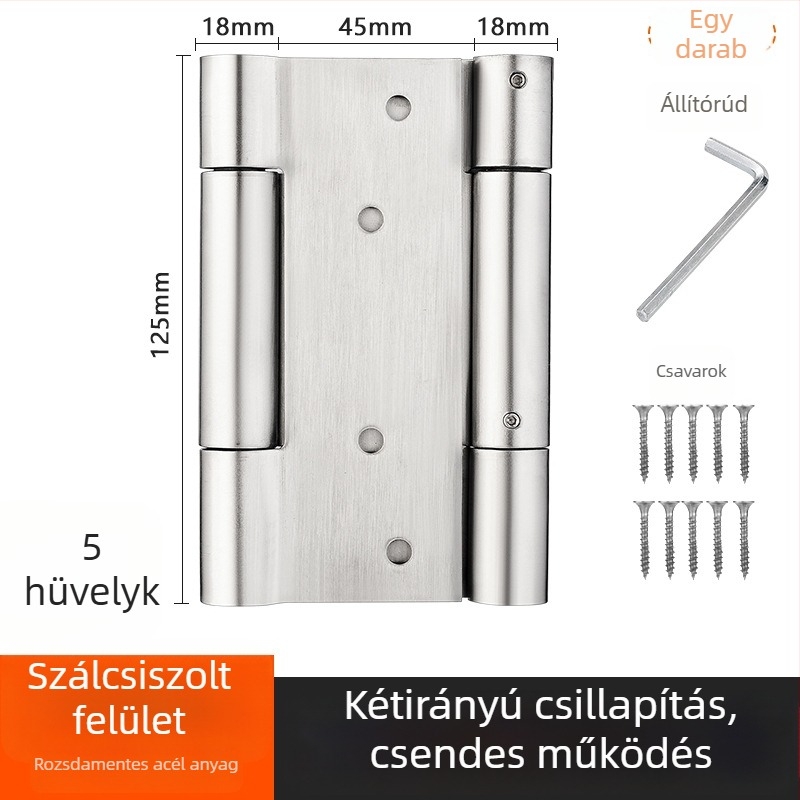 Rozsdamentes acél kétszárnyú önzáró ajtózsanér csillapítóval