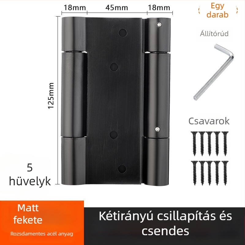 Rozsdamentes acél kétszárnyú önzáró ajtózsanér csillapítóval