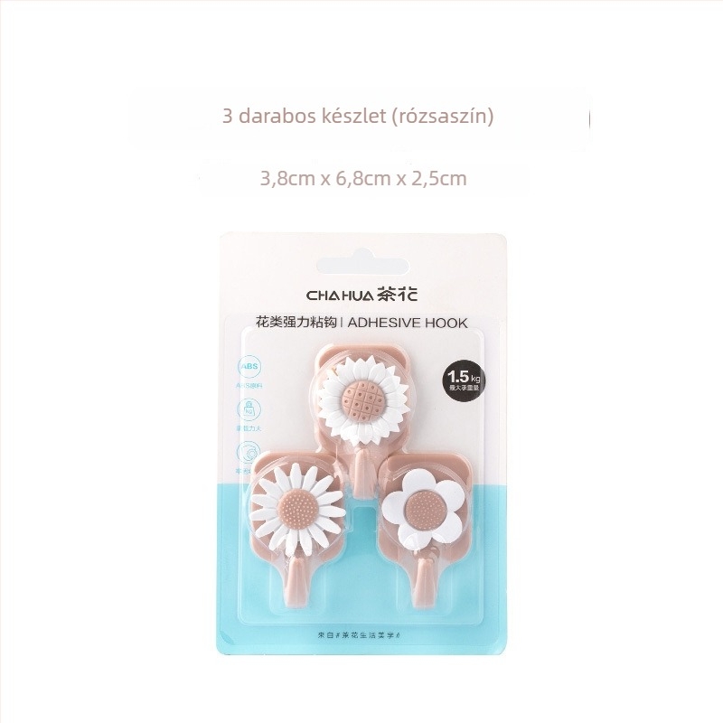 Camellia ragasztó falikampó, nyom nélkül, aranyos rajzfilm stílusú, teherbírás 5–10 kg, mini méret kollégiumhoz