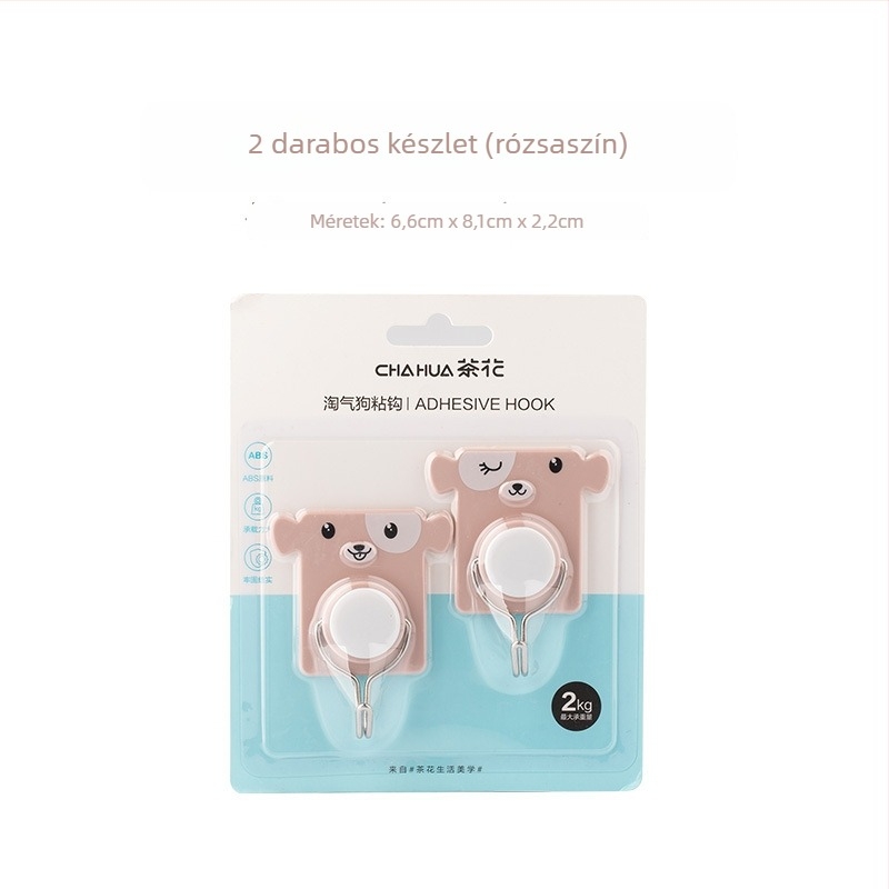 Camellia ragasztó falikampó, nyom nélkül, aranyos rajzfilm stílusú, teherbírás 5–10 kg, mini méret kollégiumhoz