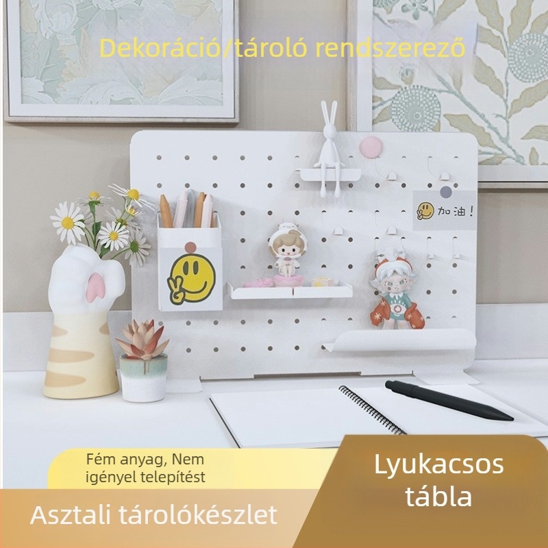 Mágneses fém tároló kiegészítők asztali lyukpanelhez, fúrás nélkül, tanulóasztalhoz, kollégiumi vertikális tároló-elválasztó
