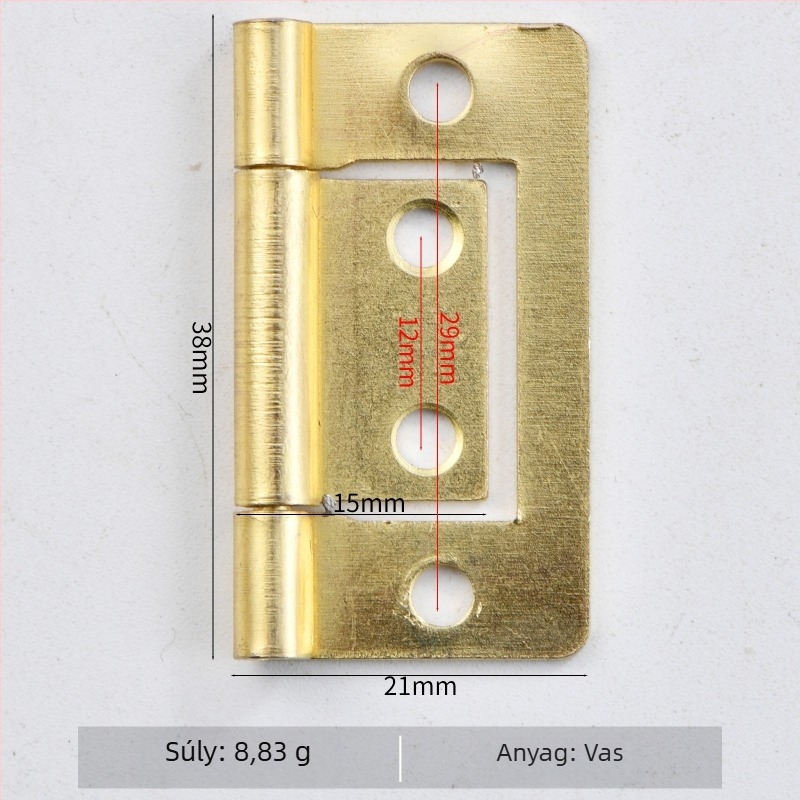 Vasból készült zsanér csomagoló dobozokhoz, kis méretű, 38×21 mm, H-formájú zsanér, modell 1011